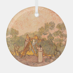 Women Picking Olives by van Gogh: Glass Tree Decoration