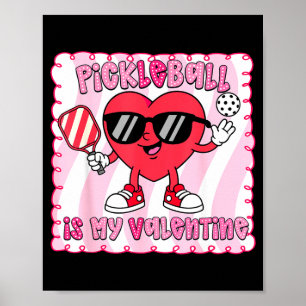 Women pickleball heart cute pickleball is poster