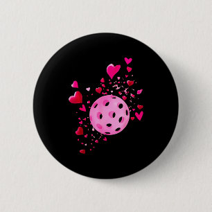 Women pickleball valentines day heart love 6 cm round badge