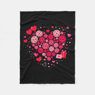 Women pickleball valentines day heart love fleece blanket