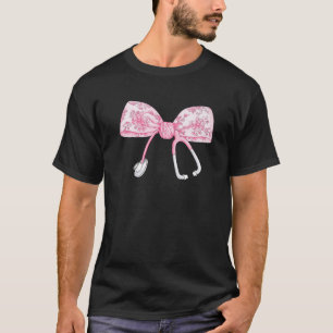 Women Pink Coquette Nurse Stethoscope Bow Nurse Ap T-Shirt