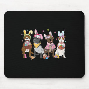 Women Pitbull Easter Bunnies Easter Dog Lover Dog Mouse Pad