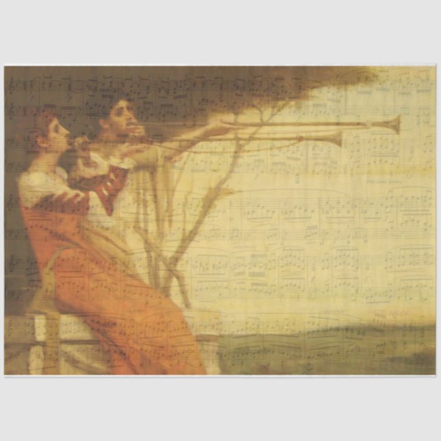 Women playing trumpets musical tissue paper (Front)