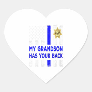 Women Police Officer Grandparents My Grandson Gift Heart Sticker