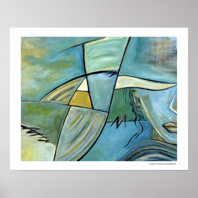 Women Portrait Posters Figure Blue Abstract Art (Front)