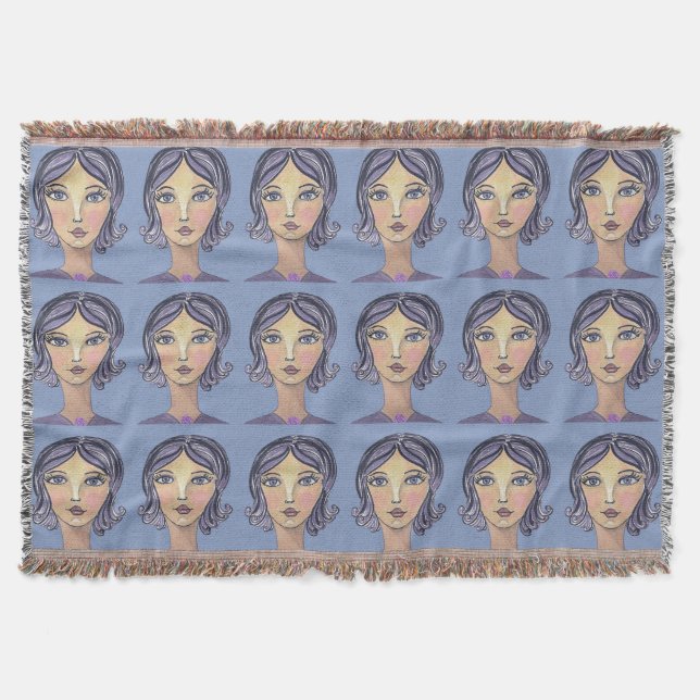 Women Power Face Fleece Blanket (Front)
