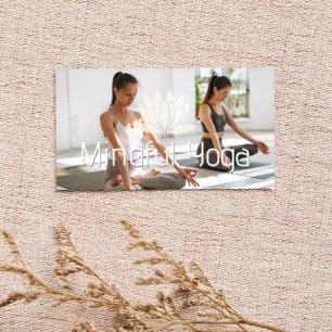 Women Practicing Yoga Meditation Lotus Flower Business Card