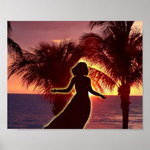 Women Praising Lord at Sunset, Christian Art Work Poster