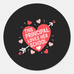 Women Principal Valentine’s Day School Principal L Classic Round Sticker