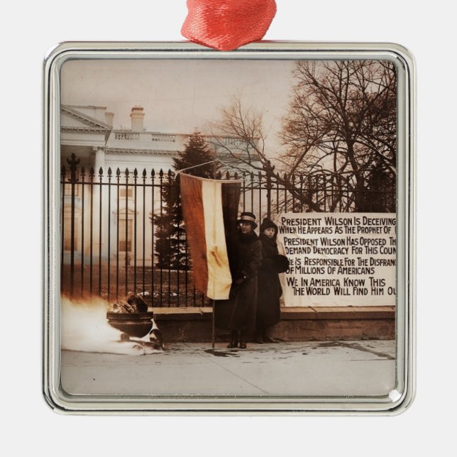 Women Protest at White House Metal Ornament (Front)