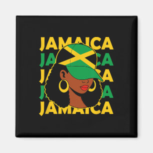 Women Proud Jamaican Patriotic Afro Black Woman Ja Magnet