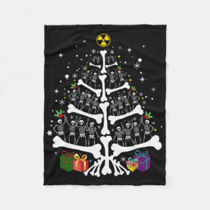 Women Radiology Skeleton Christmas Tree Xray Tech Fleece Blanket