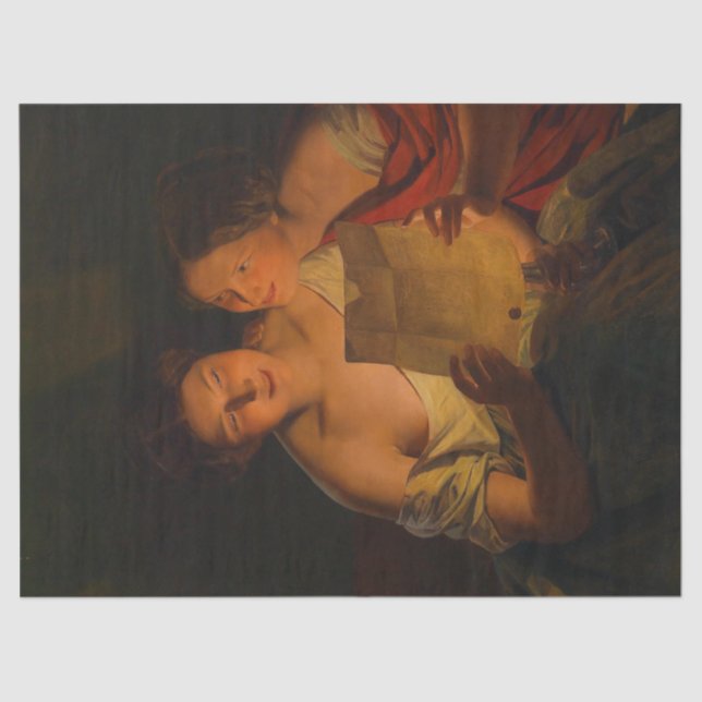 Women Reading a Love Letter (by Waldmüller) Tissue Paper (Front)