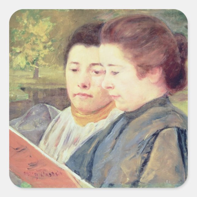Women Reading Square Sticker (Front)