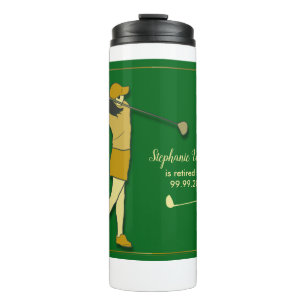 Women Retirement Golf Party Classic Green Golden Thermal Tumbler