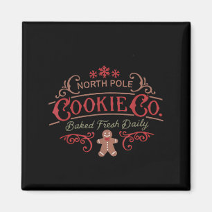 Women Retro Christmas Gingerbread Bakery North Le  Magnet