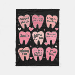 Women Retro Dental Tooth Valentine Candy Dental Hy Fleece Blanket