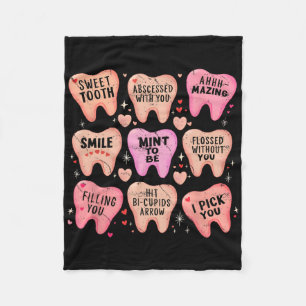 Women Retro Dental Tooth Valentine Candy Dental Hy Fleece Blanket