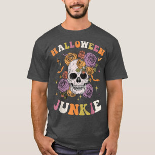 Women Retro Groovy Spooky Hippy Halloween Floral S T-Shirt