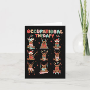 Women Retro Occupational Therapy Christmas Reindee Card