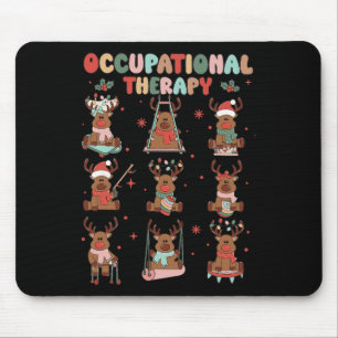 Women Retro Occupational Therapy Christmas Reindee Mouse Pad