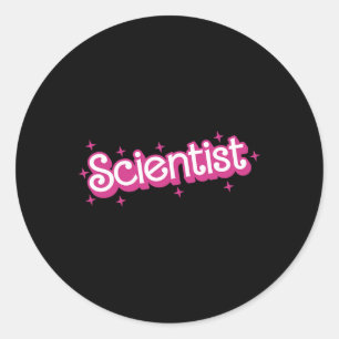 Women Retro Pink Scientist Science Teacher Ck To S Classic Round Sticker