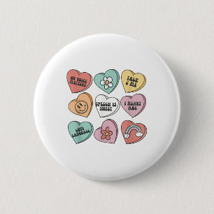 Women Retro Speech Therapy Valentine Heart Candy S 6 Cm Round Badge