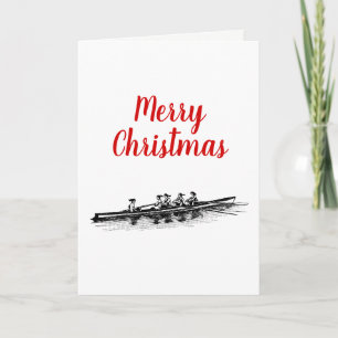 Women Rowing Rowers Crew Team Water Sports Black Holiday Card