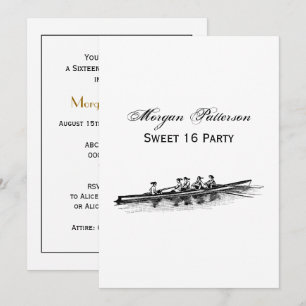 Women Rowing Rowers Crew Team Water Sports Black Invitation