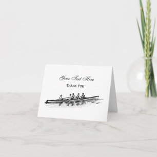 Women Rowing Rowers Crew Team Water Sports Black Thank You Card