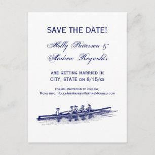 Women Rowing Rowers Crew Team Water Sports Blue Announcement Postcard