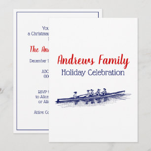 Women Rowing Rowers Crew Team Water Sports Blue Invitation