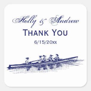 Women Rowing Rowers Crew Team Water Sports Blue Square Sticker