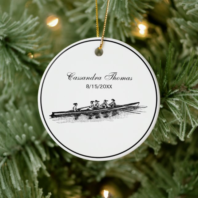 Women Rowing Rowers Crew Team Water Sports Ceramic Ornament (Tree)