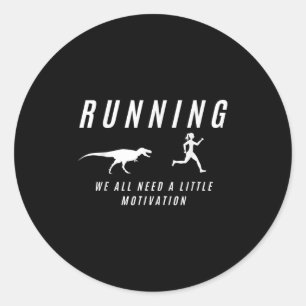 Women Running With Motivation Raptor Funny Runner  Classic Round Sticker