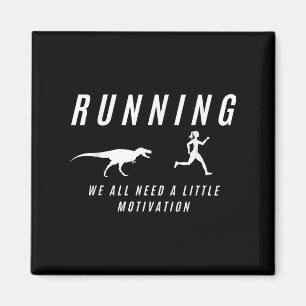 Women Running With Motivation Raptor Funny Runner Magnet