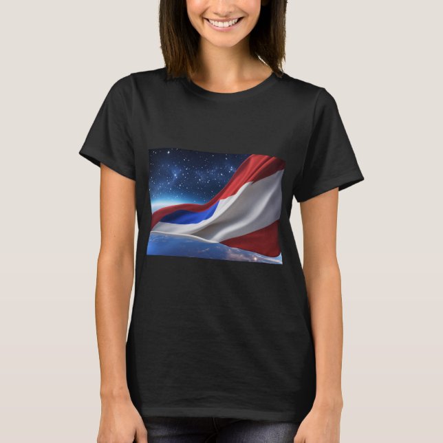 Women’s Basic T-Shirt with USA Flag Logo (Front)