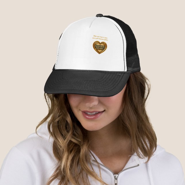 "Women’s Cap – Golden Heart Design Hat Cap (In Situ)
