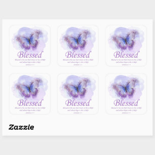 Women’s Christian Butterfly Bible Verse: Blessed Square Sticker