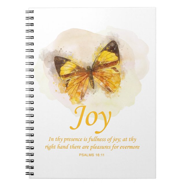 Women’s Christian Butterfly Bible Verse: Joy Notebook (Front)