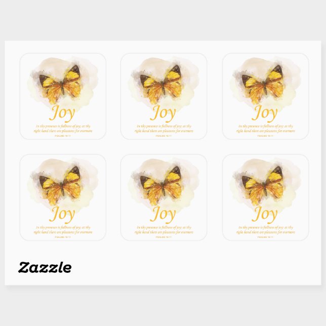 Women’s Christian Butterfly Bible Verse: Joy Square Sticker (Sheet)