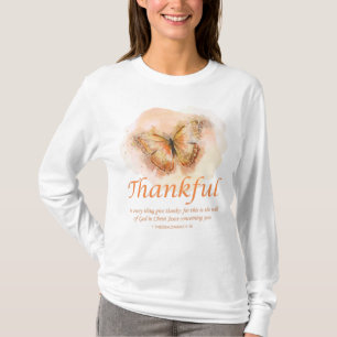 Women’s Christian Butterfly Bible Verse: Thankfu T-Shirt