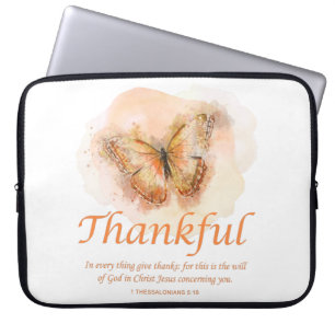 Women’s Christian Butterfly Bible Verse: Thankful  Laptop Sleeve