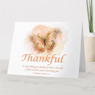 Women’s Christian Butterfly Bible Verse: Thankful  Thank You Card