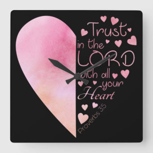 Women’s Christian Heart Faith Trust in the Lord Square Wall Clock