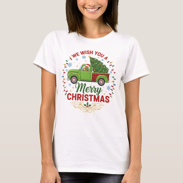 Women’s Christmas tshirt with Tree & Truck (Front)