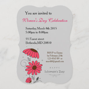 Women’s day and drawn of pink flowes  with circles invitation