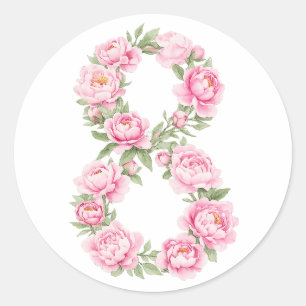 Women’s Day Peony Flower for March 8 Classic Round Sticker