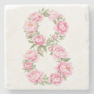 Women’s Day Peony Flower for March 8  Stone Coaster