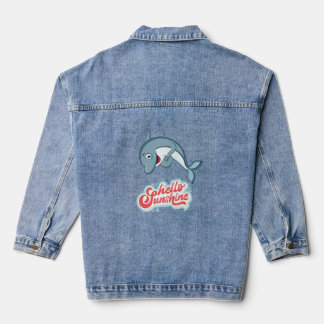 Women,s Dolphin Art Design Denim Jean Jacket